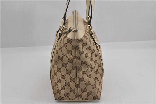 Authentic GUCCI Abbey Shoulder Tote Bag GG Canvas Leather 141470 Brown 5536F