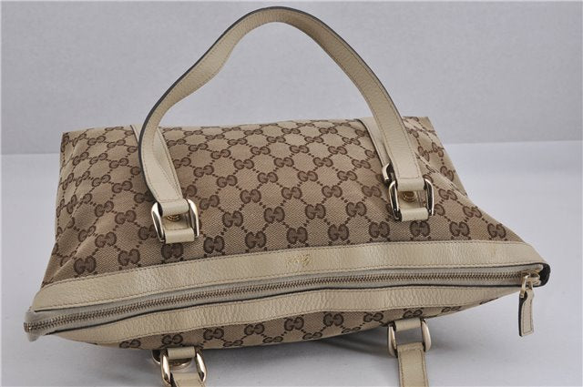 Authentic GUCCI Abbey Shoulder Tote Bag GG Canvas Leather 141470 Brown 5536F