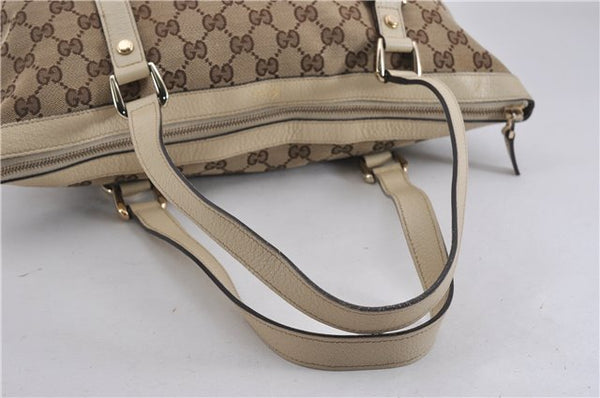 Authentic GUCCI Abbey Shoulder Tote Bag GG Canvas Leather 141470 Brown 5536F