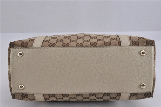 Authentic GUCCI Abbey Shoulder Tote Bag GG Canvas Leather 141470 Brown 5536F