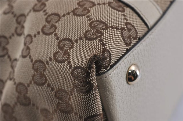 Authentic GUCCI Abbey Shoulder Tote Bag GG Canvas Leather 141470 Brown 5536F