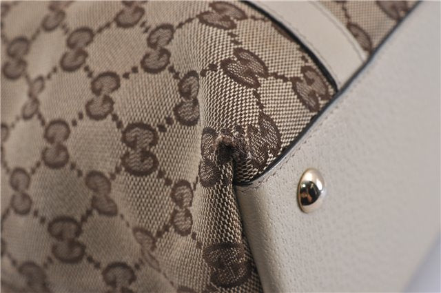 Authentic GUCCI Abbey Shoulder Tote Bag GG Canvas Leather 141470 Brown 5536F