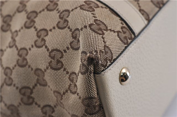 Authentic GUCCI Abbey Shoulder Tote Bag GG Canvas Leather 141470 Brown 5536F