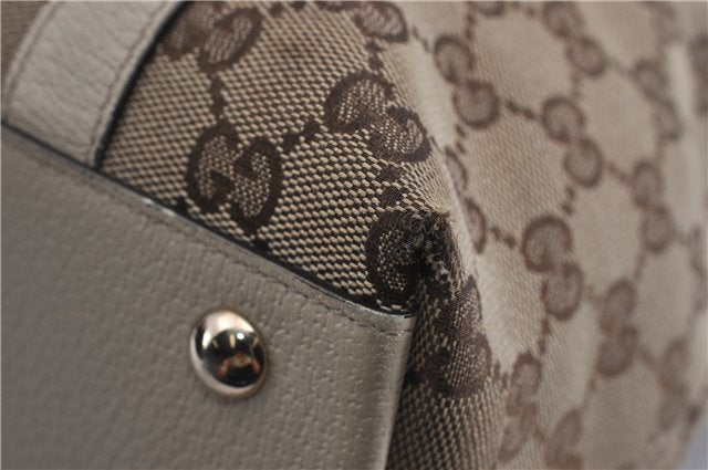 Authentic GUCCI Abbey Shoulder Tote Bag GG Canvas Leather 141470 Brown 5536F