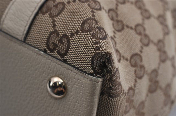 Authentic GUCCI Abbey Shoulder Tote Bag GG Canvas Leather 141470 Brown 5536F