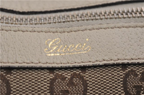 Authentic GUCCI Abbey Shoulder Tote Bag GG Canvas Leather 141470 Brown 5536F