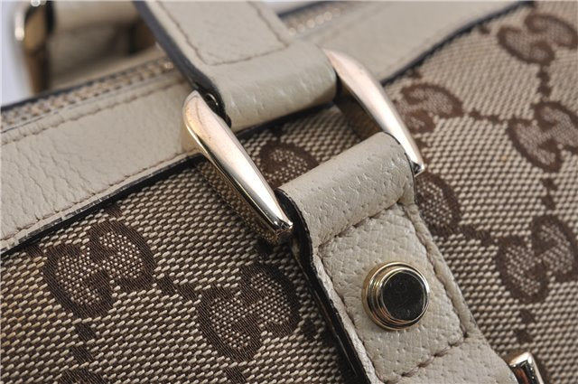 Authentic GUCCI Abbey Shoulder Tote Bag GG Canvas Leather 141470 Brown 5536F