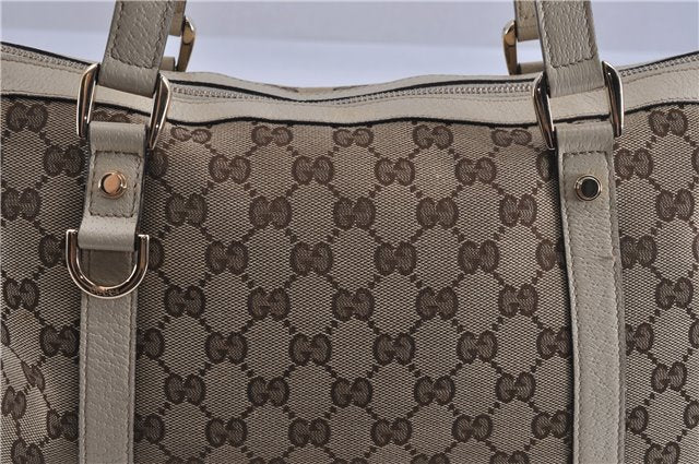 Authentic GUCCI Abbey Shoulder Tote Bag GG Canvas Leather 141470 Brown 5536F