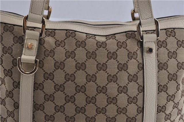 Authentic GUCCI Abbey Shoulder Tote Bag GG Canvas Leather 141470 Brown 5536F