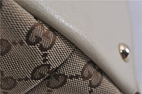 Authentic GUCCI Abbey Shoulder Tote Bag GG Canvas Leather 141470 Brown 5536F