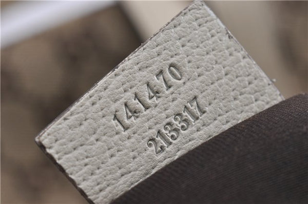 Authentic GUCCI Abbey Shoulder Tote Bag GG Canvas Leather 141470 Brown 5536F