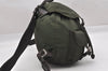 Authentic PRADA Vintage Nylon Tessuto Leather Backpack Purse Green 5536I