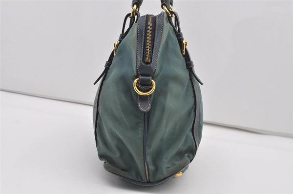 Authentic PRADA Nylon Tessuto Leather 2Way Shoulder Hand Tote Bag Green 5537I