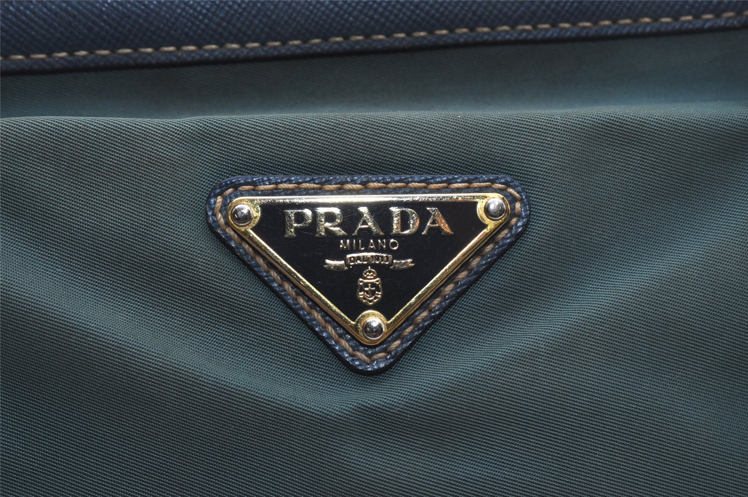 Authentic PRADA Nylon Tessuto Leather 2Way Shoulder Hand Tote Bag Green 5537I