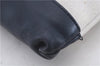 Auth BALENCIAGA Navy Clip M Clutch Hand Bag Canvas Calf Skin 420407 Ivory 5538D