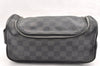 Authentic Louis Vuitton Damier Graphite Toiletry Hand Bag Pouch N47625 LV 5539I