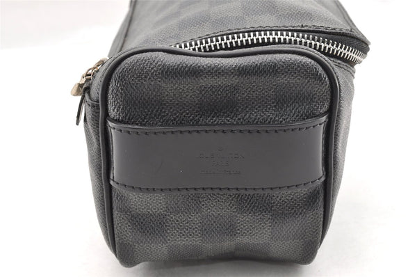 Authentic Louis Vuitton Damier Graphite Toiletry Hand Bag Pouch N47625 LV 5539I