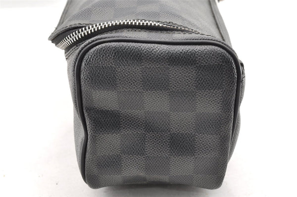 Authentic Louis Vuitton Damier Graphite Toiletry Hand Bag Pouch N47625 LV 5539I