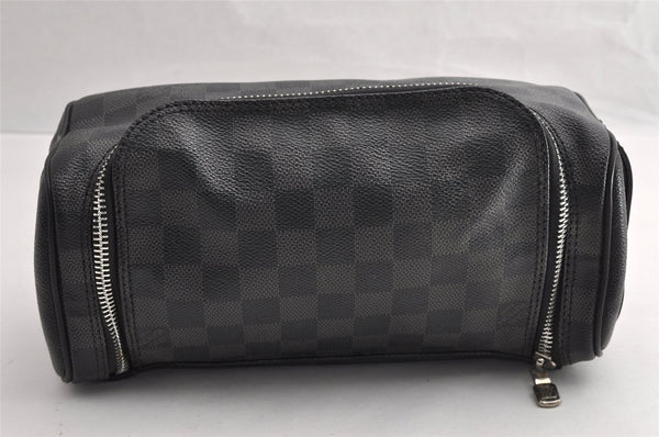 Authentic Louis Vuitton Damier Graphite Toiletry Hand Bag Pouch N47625 LV 5539I