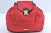 Authentic BURBERRY Backpack Nylon Polyester Leather Red Black 5540B