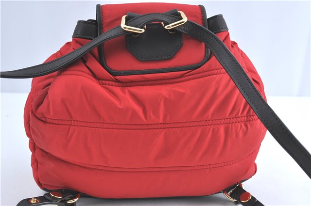 Authentic BURBERRY Backpack Nylon Polyester Leather Red Black 5540B