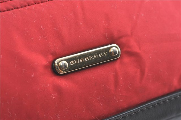 Authentic BURBERRY Backpack Nylon Polyester Leather Red Black 5540B