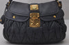 Authentic MIU MIU Matelasse Leather 2Way Shoulder Hand Bag Navy Blue 5541I