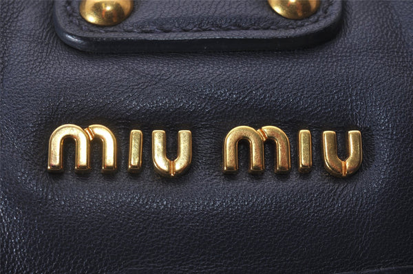 Authentic MIU MIU Matelasse Leather 2Way Shoulder Hand Bag Navy Blue 5541I