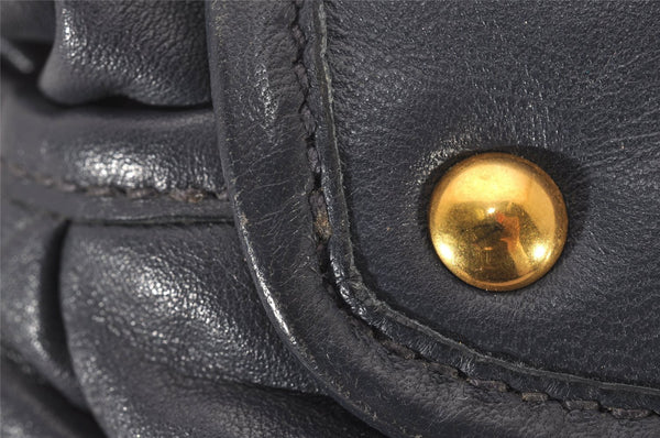 Authentic MIU MIU Matelasse Leather 2Way Shoulder Hand Bag Navy Blue 5541I