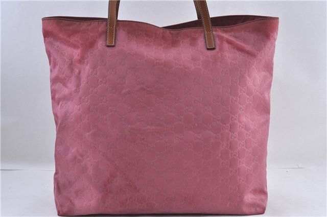 Authentic GUCCI Shoulder Tote Bag Purse GG Nylon Leather 295252 Pink 5544C