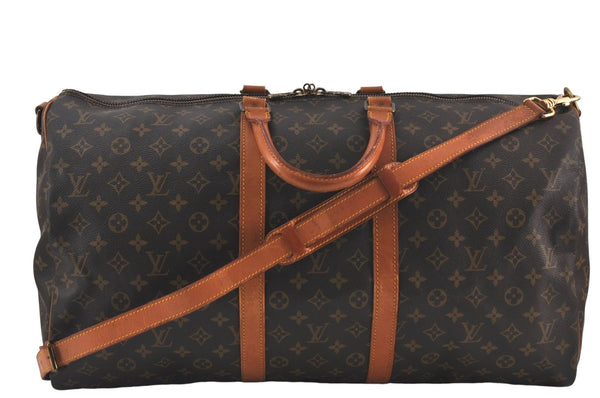 Auth Louis Vuitton Monogram Keepall Bandouliere 55 Boston Bag M41414 LV 5544D
