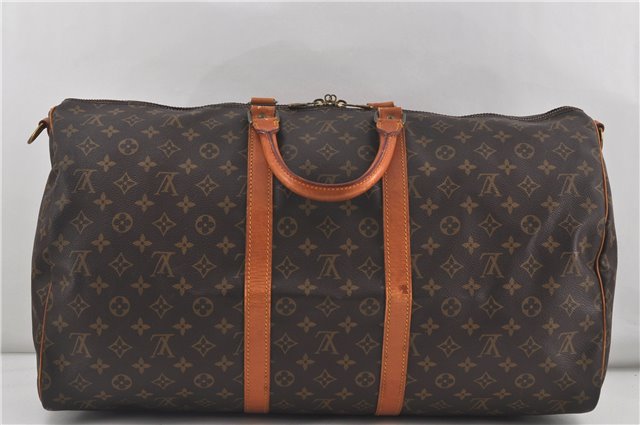Auth Louis Vuitton Monogram Keepall Bandouliere 55 Boston Bag M41414 LV 5544D