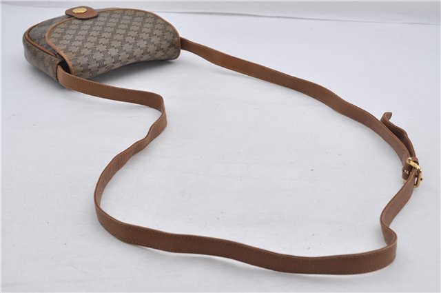 Authentic CELINE Macadam Blason Shoulder Cross Body Bag PVC Leather Brown 5551E