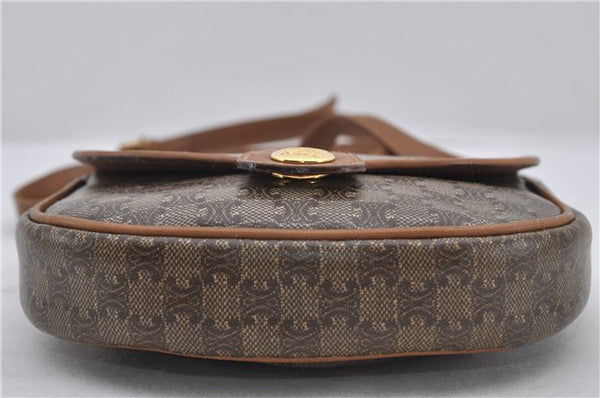 Authentic CELINE Macadam Blason Shoulder Cross Body Bag PVC Leather Brown 5551E