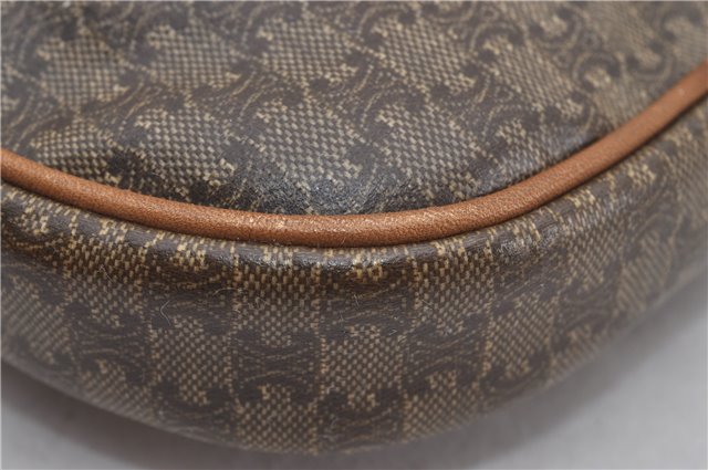 Authentic CELINE Macadam Blason Shoulder Cross Body Bag PVC Leather Brown 5551E