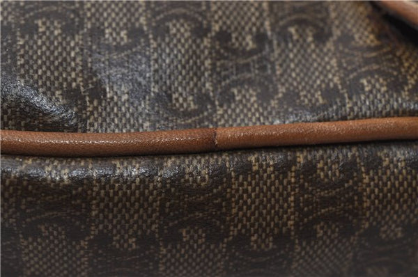Authentic CELINE Macadam Blason Shoulder Cross Body Bag PVC Leather Brown 5551E