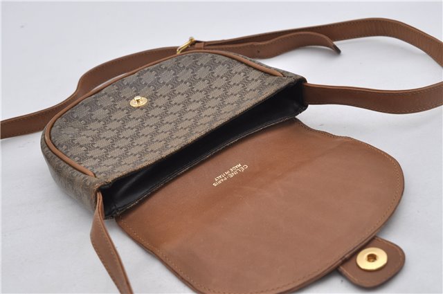 Authentic CELINE Macadam Blason Shoulder Cross Body Bag PVC Leather Brown 5551E