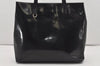 Authentic PRADA Vintage Enamel Shoulder Tote Bag Black 5553I