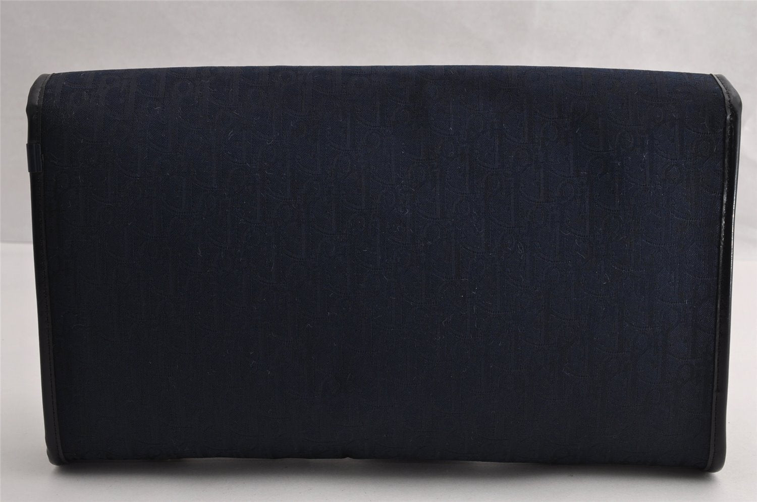 Authentic Christian Dior Trotter Chain Shoulder Bag Canvas Leather Navy CD 5555I