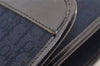 Authentic Christian Dior Trotter Chain Shoulder Bag Canvas Leather Navy CD 5555I