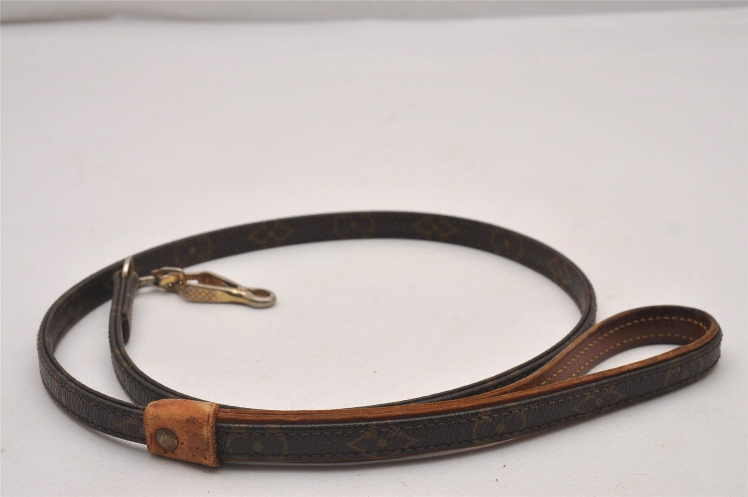 Auth Louis Vuitton Monogram Collier Baxter PM Leash Baxter MM M58072 LV 5556I