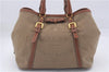 Authentic PRADA Logo Jacquard Canvas Leather 2Way Shoulder Hand Bag Brown 5558D