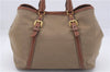 Authentic PRADA Logo Jacquard Canvas Leather 2Way Shoulder Hand Bag Brown 5558D