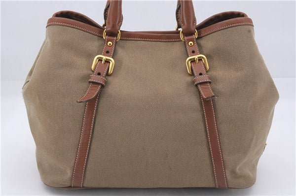 Authentic PRADA Logo Jacquard Canvas Leather 2Way Shoulder Hand Bag Brown 5558D