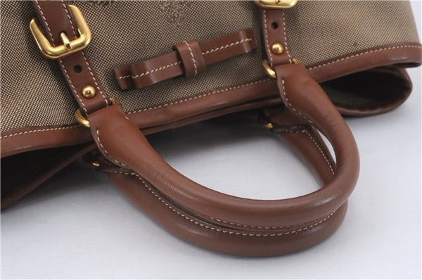 Authentic PRADA Logo Jacquard Canvas Leather 2Way Shoulder Hand Bag Brown 5558D