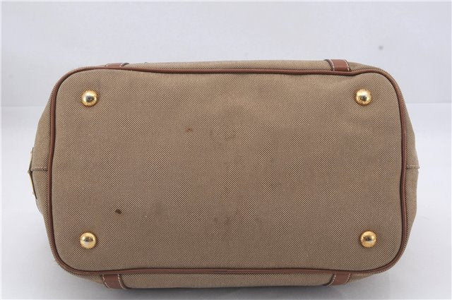 Authentic PRADA Logo Jacquard Canvas Leather 2Way Shoulder Hand Bag Brown 5558D