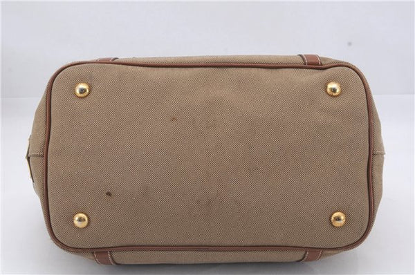 Authentic PRADA Logo Jacquard Canvas Leather 2Way Shoulder Hand Bag Brown 5558D