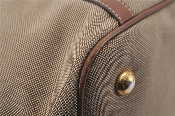 Authentic PRADA Logo Jacquard Canvas Leather 2Way Shoulder Hand Bag Brown 5558D