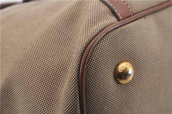 Authentic PRADA Logo Jacquard Canvas Leather 2Way Shoulder Hand Bag Brown 5558D