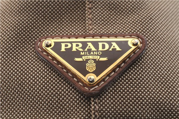 Authentic PRADA Logo Jacquard Canvas Leather 2Way Shoulder Hand Bag Brown 5558D